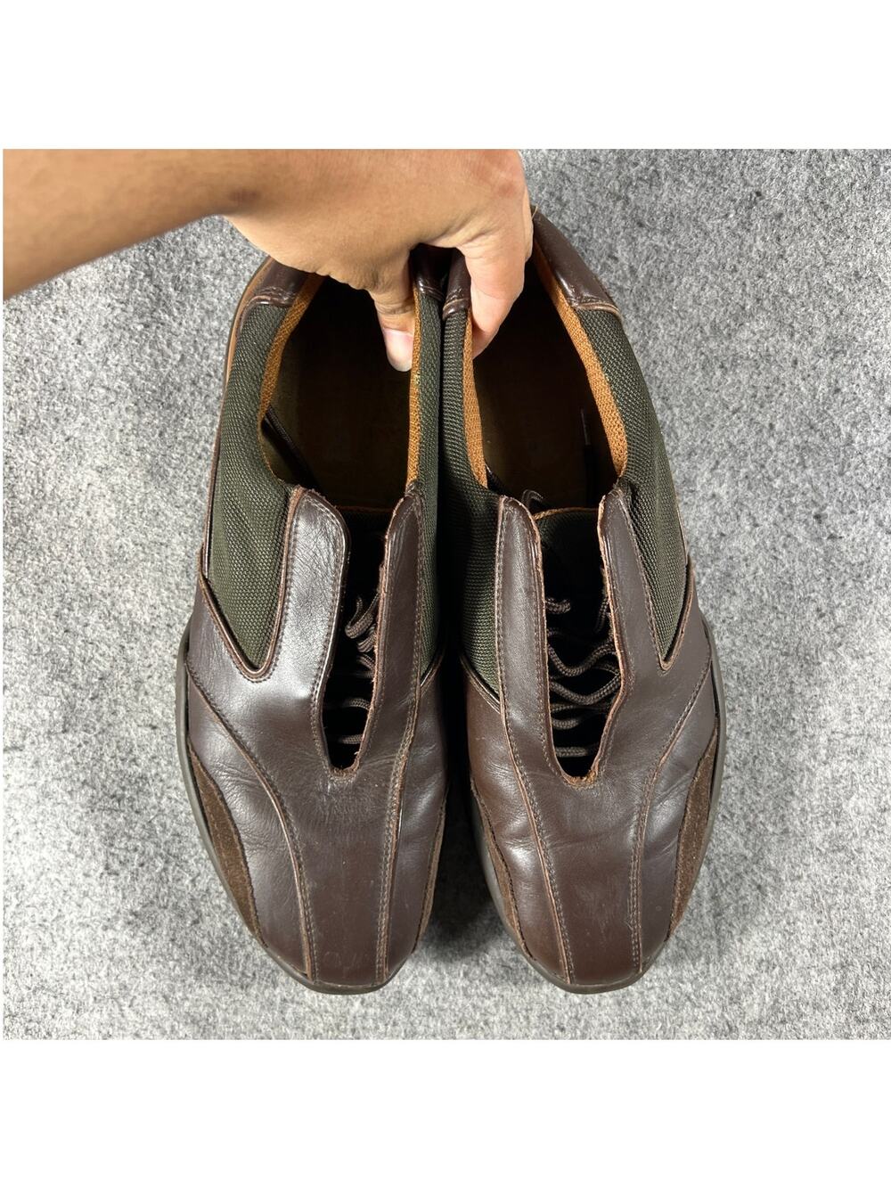 Zegna Sport Sneakers Shoes Mens Size 13 Brown Leather Suede Mesh Slip On